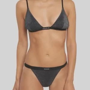 HUGO Lurex Triangel BH, Glitzer, Für Damen 001 BLACK 9